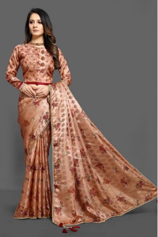 ZAC20-15 PEACH DIGITAL PRINTED FESTIVE EID SAREE