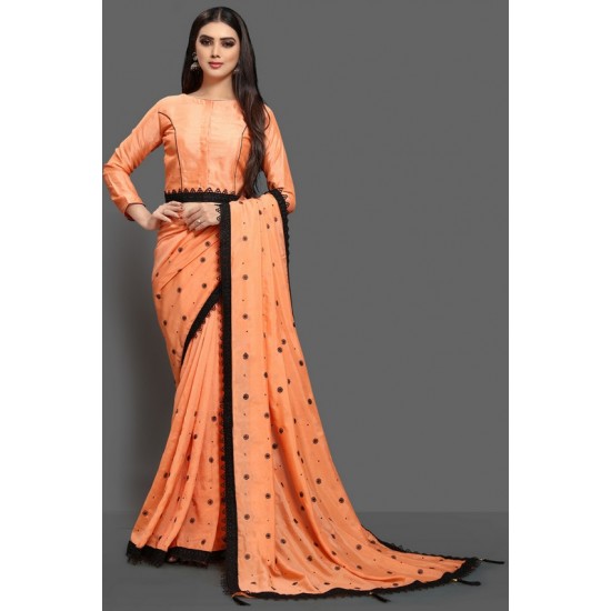 ORANGE PEEL BLACK BORDER READY TO WEAR SAREE