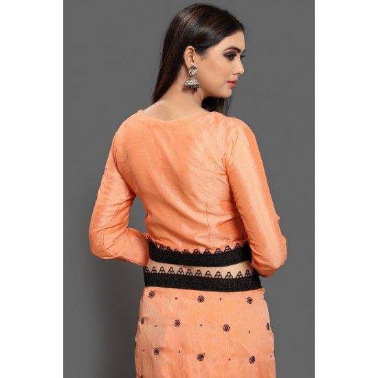 ORANGE PEEL BLACK BORDER READY TO WEAR SAREE