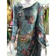 GREEN PAKISTANI DESIGNER FLORAL PRINTED SATIN SAREE