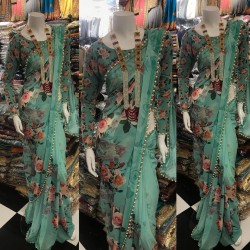 Green Printed Everyday Wear Saree Green Printed Everyday Wear Saree