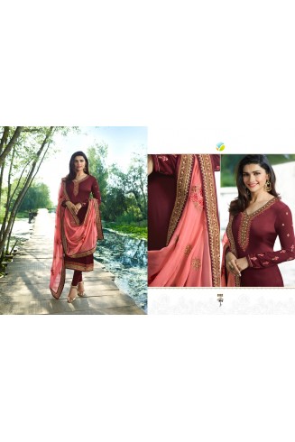 ZAC-166 FIRED BRICK MAROON INDIAN PARTY READYMADE SUIT