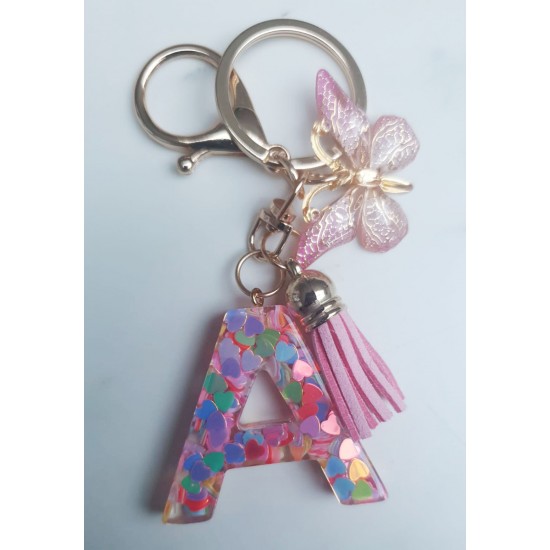 Stylish & Unique Butterfly "A" Resin Keychain