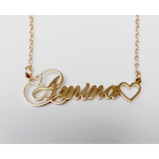 Amina Golden Nameplate Necklace
