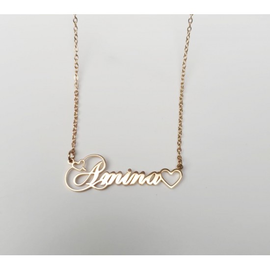 Amina Golden Nameplate Necklace