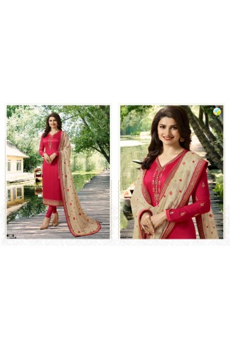 ZAC-92 RED BEIGE HEAVY CHURIDAAR PAKISTANI SUIT 