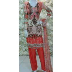 Alkaram Peach Designer Readymade Pakistani Suit  Alkaram Peach Designer Readymade Pakistani Suit