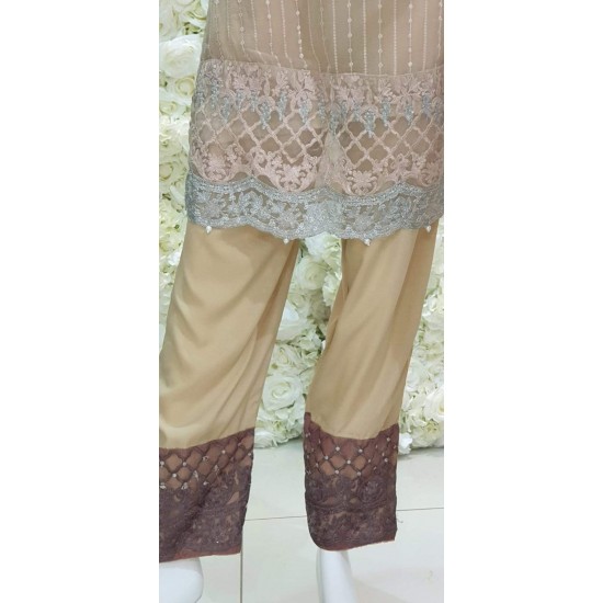 Maria B Nude Chiffon Pakistani Readymade Suit 