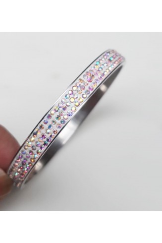 White Rainbow Eternal Love Diamond Bangle