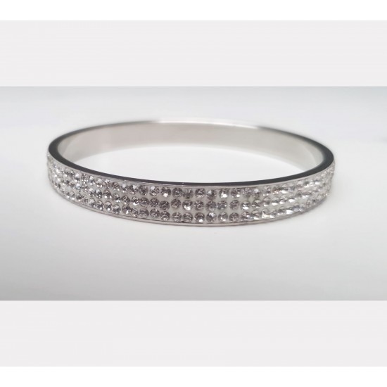 White Silver Diamond Bangle
