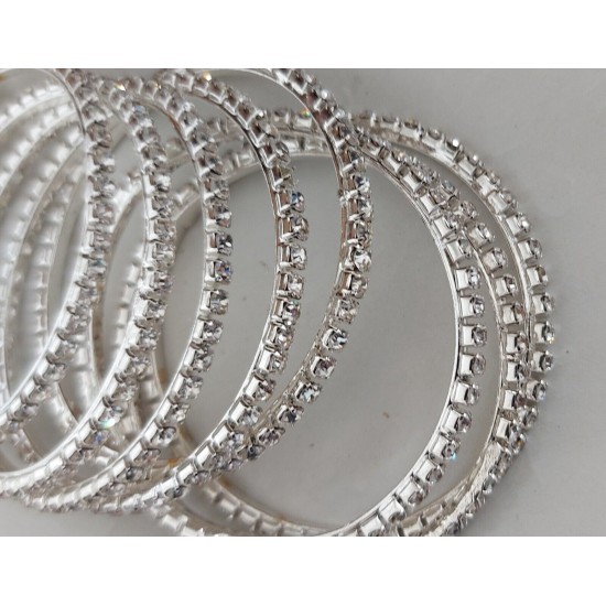 Silver Diamond Bangles Set of 2 Pieces