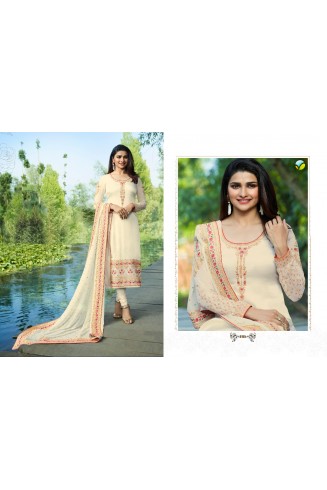 ZAC-94 CREAM PEACH EMBROIDERED READY MADE PAKISTANI CHURIDAAR SUIT 
