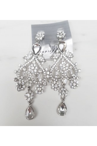 Silver Crystal Earrings For Women Bridal Dangle Drop Earrings Wedding Engagement Jewelry Gifts