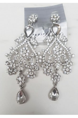 Silver Crystal Earrings For Women Bridal Dangle Drop Earrings Wedding Engagement Jewelry Gifts