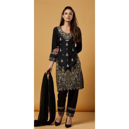 Black Designer Readymade Pakistani Salwar Suit 