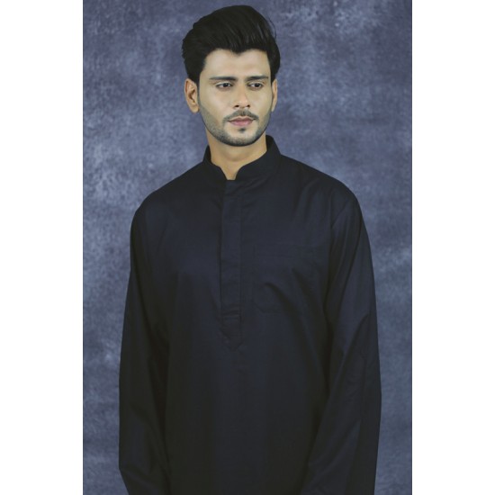Saudi Arabia Traditional Man Muslim Jubba Thobe Jet Black