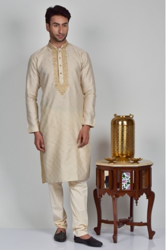 Royal Gold Embroidered Formal Kurta Set