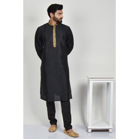Black Embroidered Kurta Pajama
