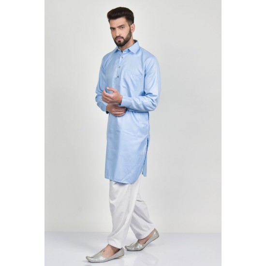 Sky blue & White Pakistani Gents Shalwar Kameez