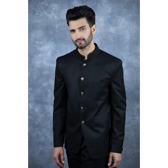 Black Designer Bandgala Mens Formal Wear