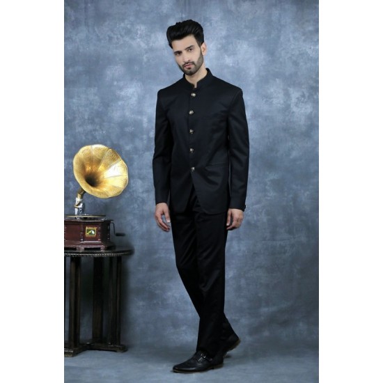 Black Designer Bandgala Mens Formal Wear