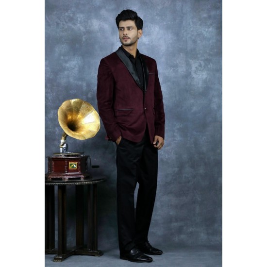 Dark Maroon Fashionable Mens Blazer