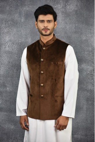 Brown Velvet Tropical Waistcoat