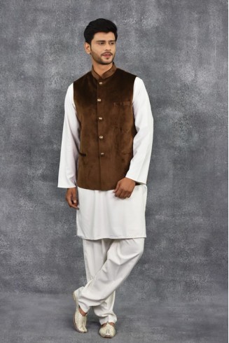 Brown Velvet Tropical Waistcoat