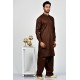 Dark Brown Kurta Shalwar Indian Mens Eid Suit
