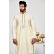 Cream Embroidered Kurta Pajama Indian Mens Wedding Wear