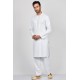 White Embroidered Kurta Pakistani Mens Festive Suit