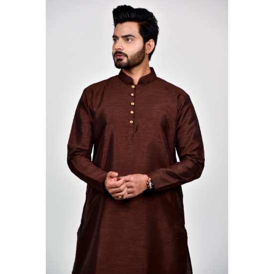 Dark Brown Indian Festive Mens Kurta Set