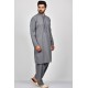 Dark Grey Embroidered Fusion Kurta Shalwar Set
