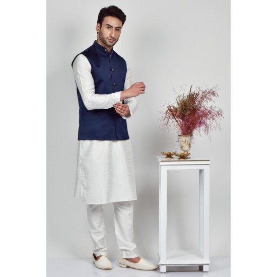 Navy Blue Pakistani Men's Formal Waistcoat