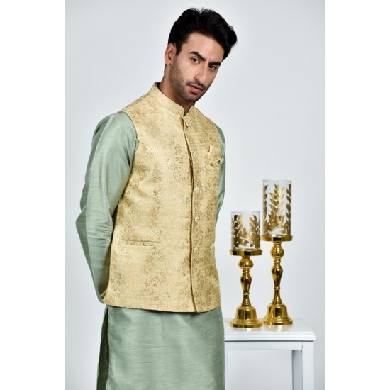 Gold Indian Ethnic Menswear Jamawar Waistcoat
