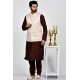 Premium Peach Jammawar Waistcoat for Men