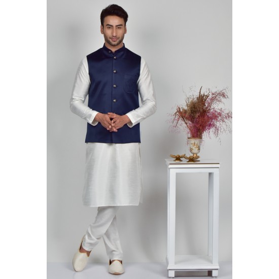 Navy Blue Pakistani Men's Formal Waistcoat