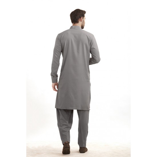 GREY READY MADE MENS PAKISTANI CASUAL SUIT