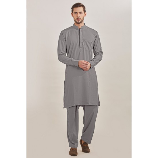 GREY READY MADE MENS PAKISTANI CASUAL SUIT