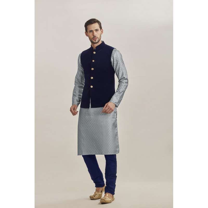 Navy blue waistcoat with kurta Clearance