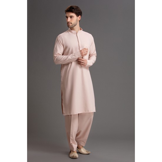LIGHT PINK KURTA SHALWAR DESIGNER READYMADE PAKISTANI SUIT FOR MEN