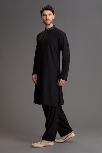 BLACK PAKISTANI KURTA SHALWAR READY TO WEAR SUIT