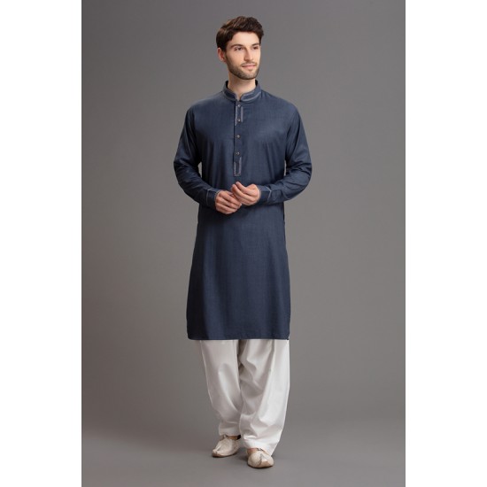 Elegant Blue White  Mens Salwar Kameez Outfit