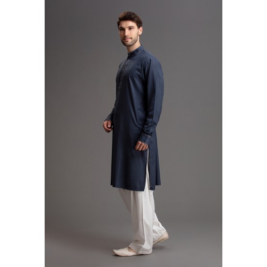 Elegant Blue White  Mens Salwar Kameez Outfit