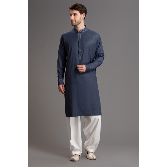Elegant Blue White  Mens Salwar Kameez Outfit