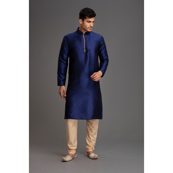 Midnight Blue Mens Kurta Pajama Designer Suit