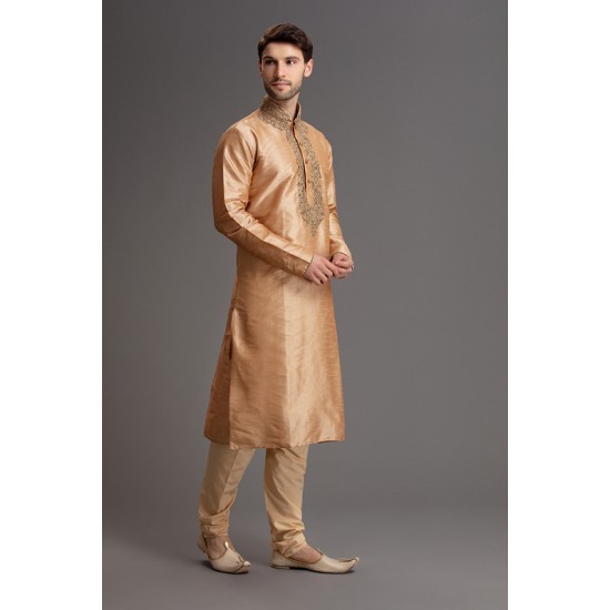 RICH GOLD EMBROIDERED KURTA PAJAMA DRESS FOR GROOM
