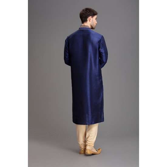 MAGNIFICENT NAVY BLUE INDIAN FESTIVE MENSWEAR KURTA PAJAMA SUIT