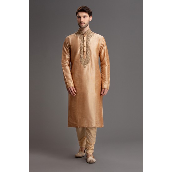 RICH GOLD EMBROIDERED KURTA PAJAMA DRESS FOR GROOM