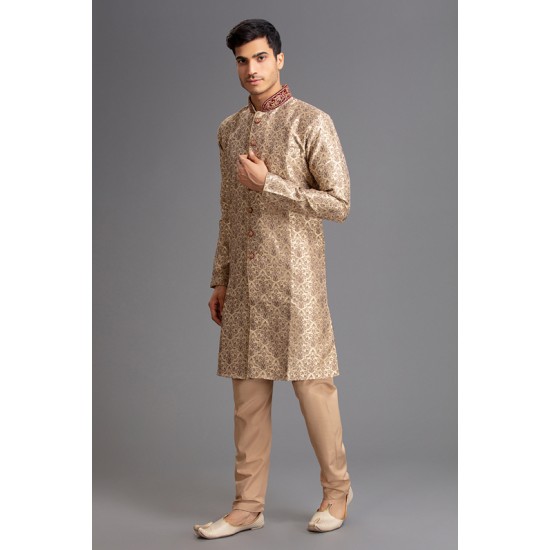 Gold Sherwani Men's Wedding Suit 